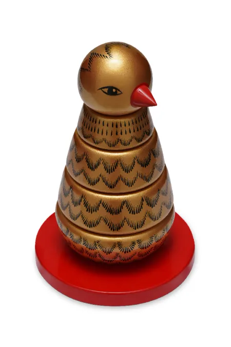 Пирамидка интерьерная детская  «‎‎Птичка»  большая (дерево, хохломская роспись)