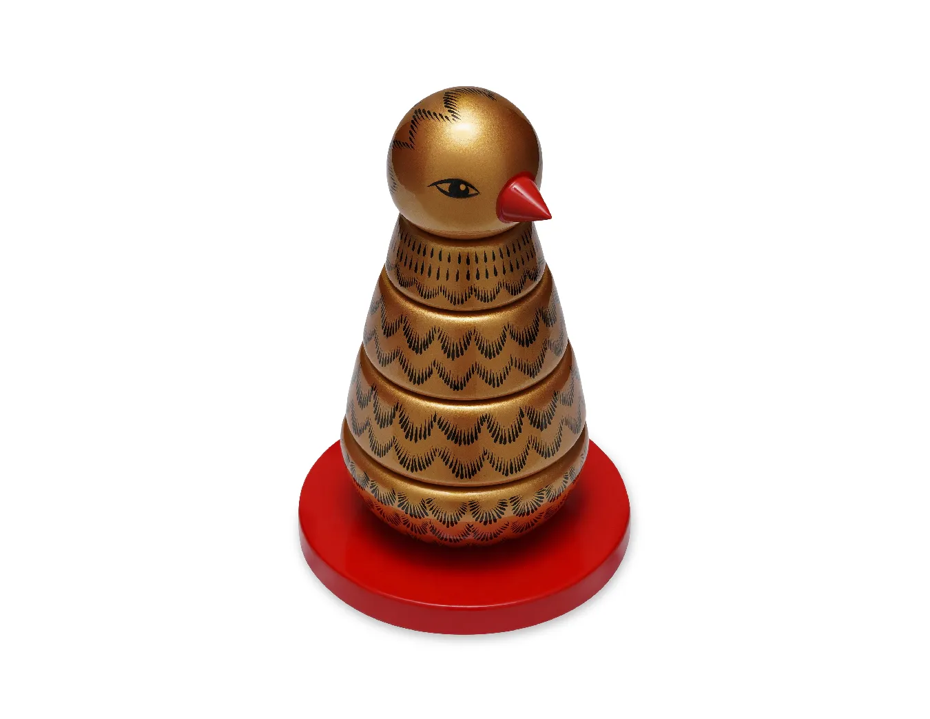 Пирамидка интерьерная детская  «‎‎Птичка»  большая (дерево, хохломская роспись)