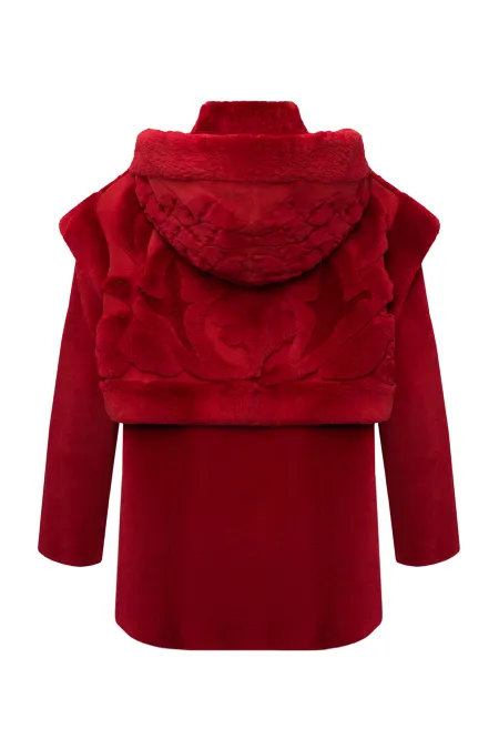 Шуба из замши с отделкой из натурального меха