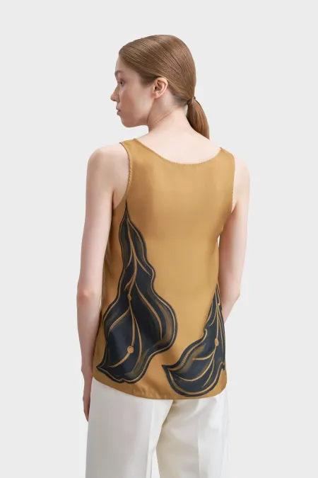 Топ из премиального шелка с рисунком