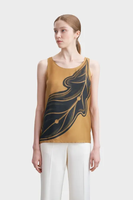 Топ из премиального шелка с рисунком