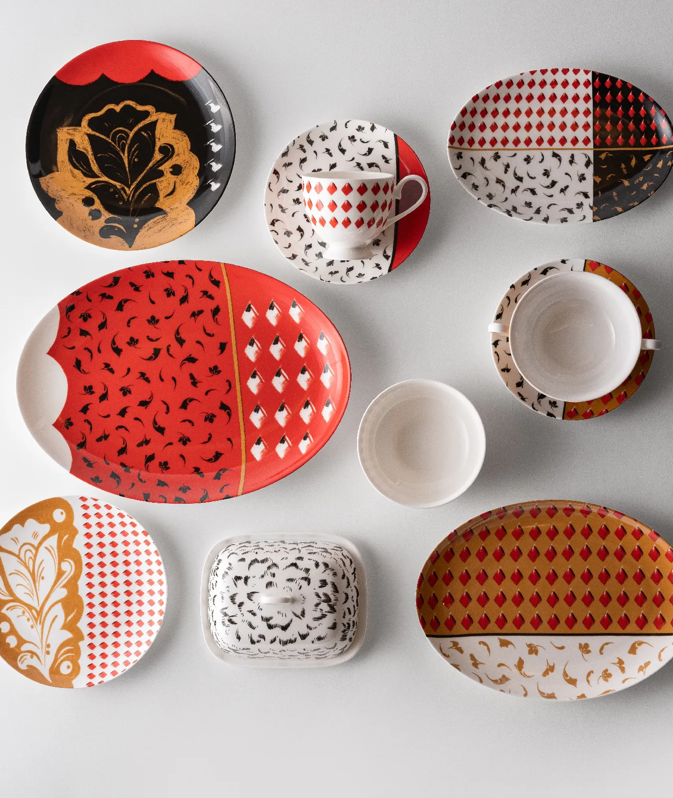 Пиала «Красные ромбы», коллекция «Орнаментальные блоки»