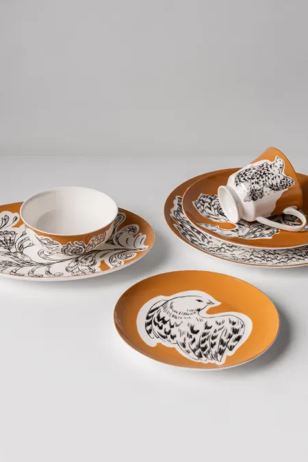 Тарелка пирожковая, коллекция «Перья на золоте»