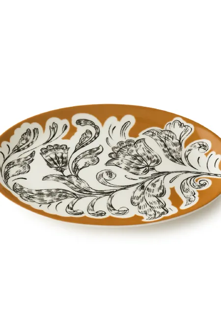Блюдо овальное, коллекция «Перья на золоте»
