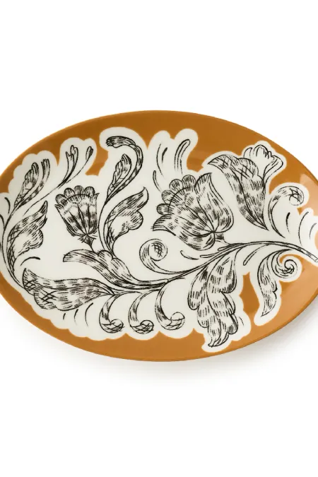 Блюдо овальное, коллекция «Перья на золоте»