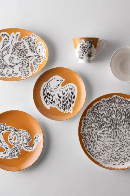 Пиала «Цветы», коллекция «Перья на золоте»