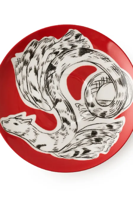 Пара  кофейная, коллекция «Перья на красном»