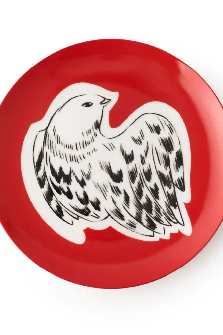 Тарелка пирожковая, коллекция «Перья на красном»