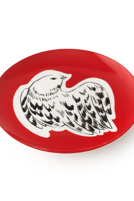 Тарелка пирожковая, коллекция «Перья на красном»