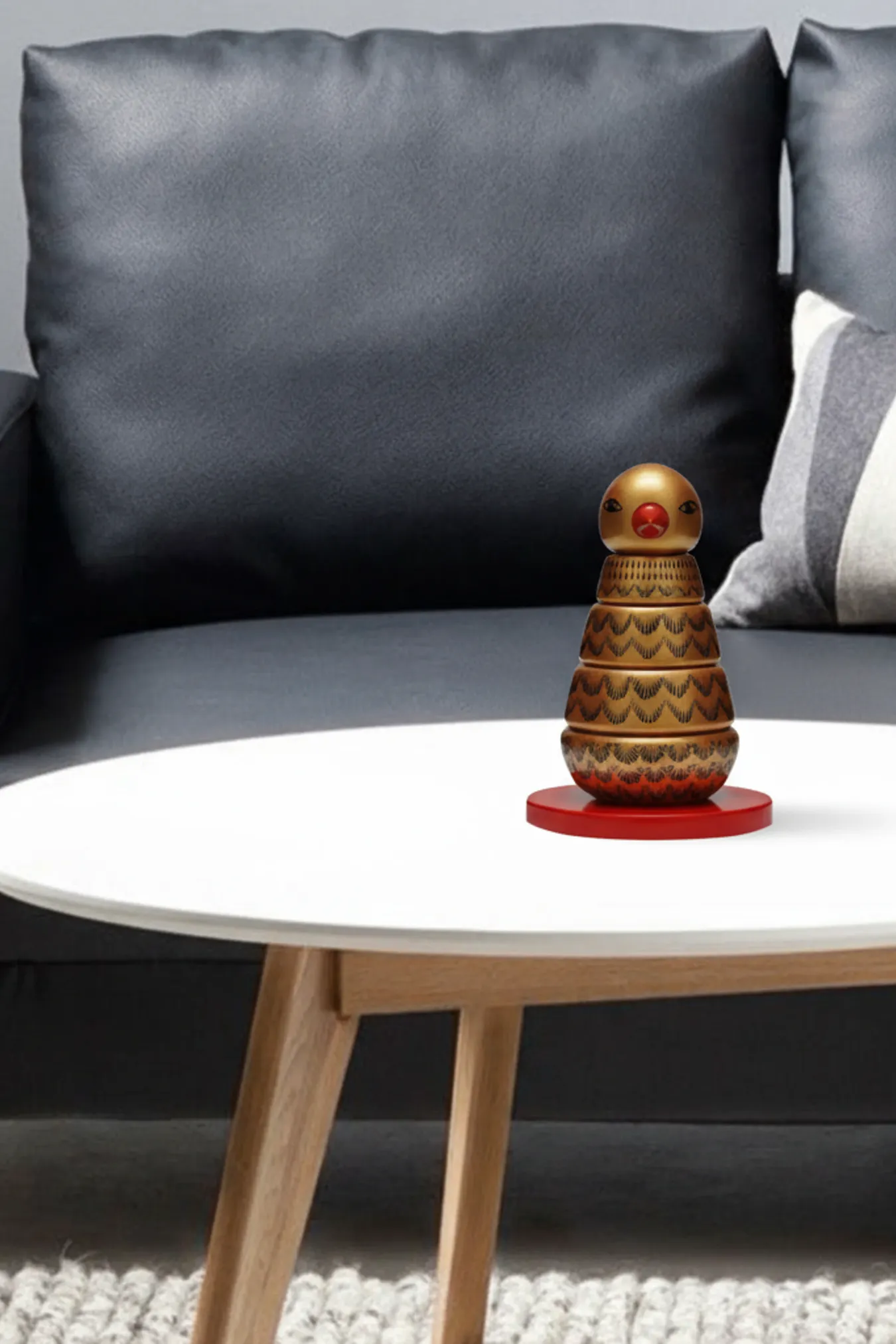 Пирамидка интерьерная детская  «‎‎Птичка»  средняя (дерево, хохломская роспись)