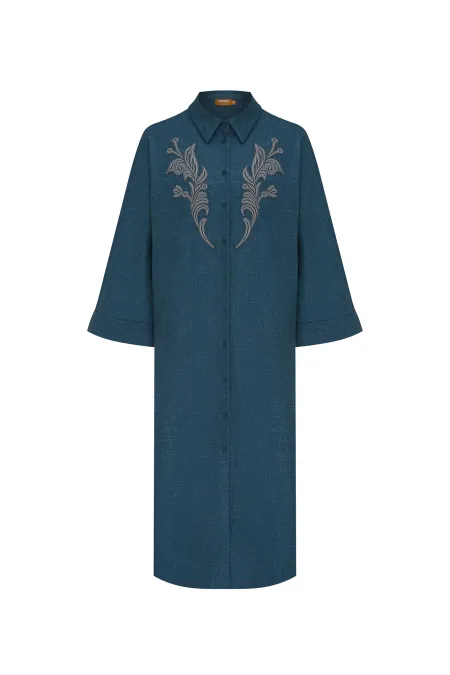 Платье-рубашка из шерсти