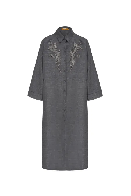 Платье-рубашка из шерсти