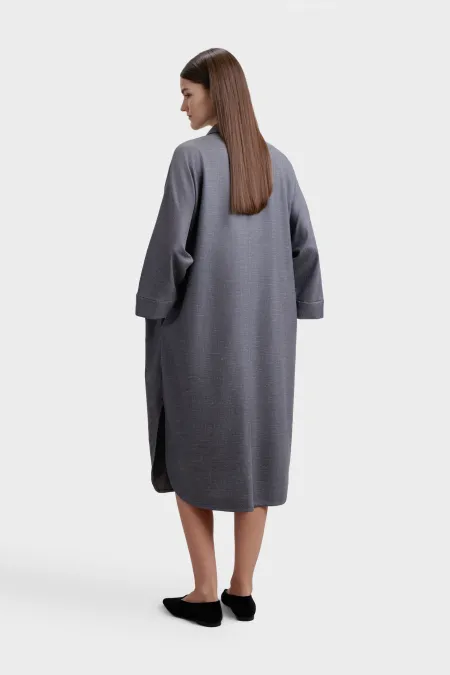 Платье-рубашка из шерсти