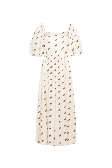 Платье-миди с авторским рисунком