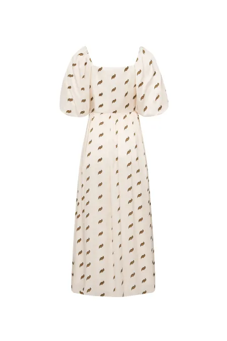 Платье-миди с авторским рисунком