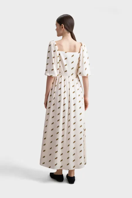 Платье-миди с авторским рисунком