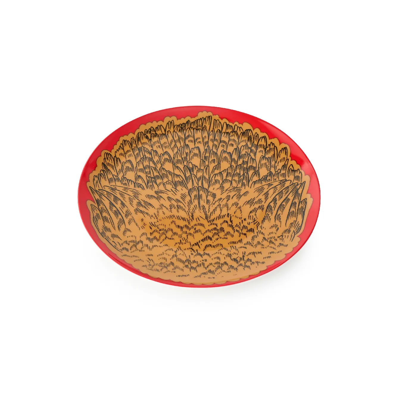 Тарелка обеденная, коллекция «Золотые перья на красном»