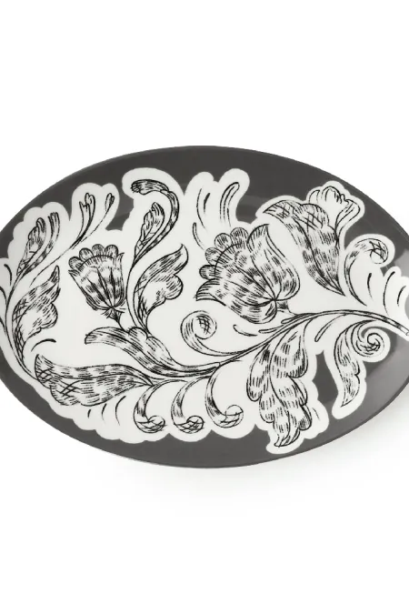 Блюдо овальное, коллекция «Перья на черном»