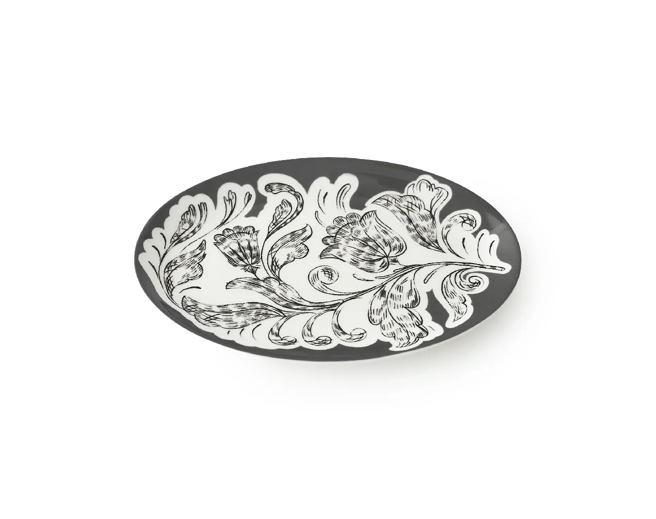 Блюдо овальное, коллекция «Перья на черном»