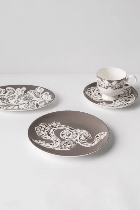 Пара  кофейная, коллекция «Перья на черном»