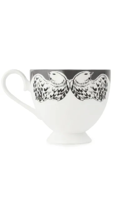 Пара  кофейная, коллекция «Перья на черном»