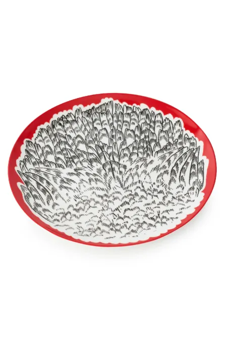 Тарелка обеденная, коллекция «Перья на красном»