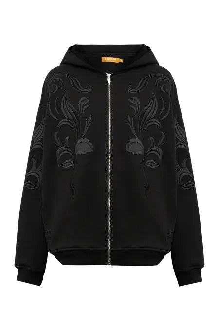 Женское худи на молнии с вышивкой