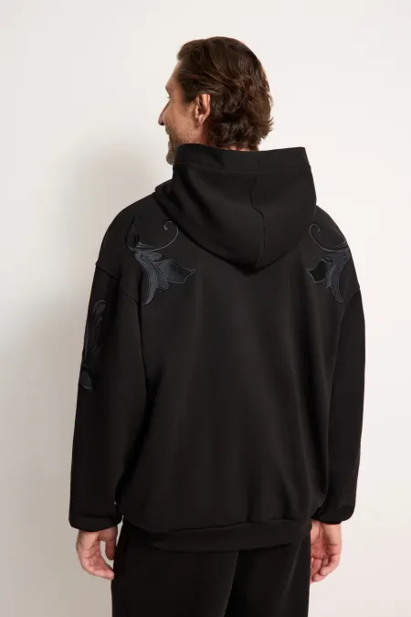 Мужское хлопковое худи на молнии с вышивкой